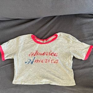 Grey “America” crop tee, cute
